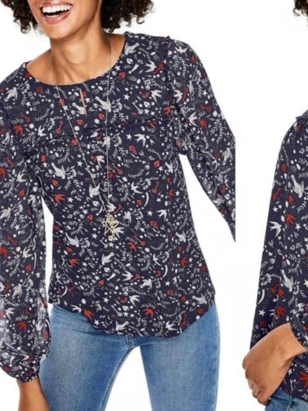 Boden Women's LS Ruffle Blouse Size 12